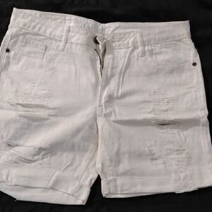 White Distressed Shorts
